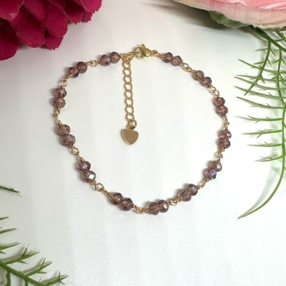 NEW⚜️Mauve Crystal Hand Wired Bracelet